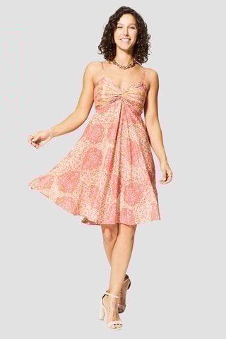 Abito a campana - Bianco, arancione e rosa