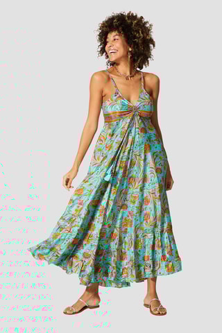 Abito lungo - Bianco, arancione e rosa