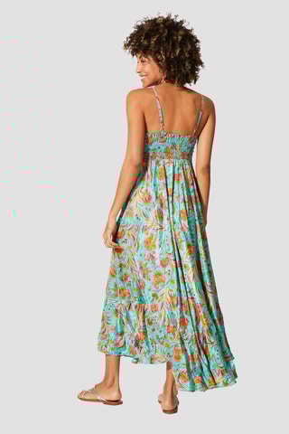 Abito lungo - Bianco, arancione e rosa