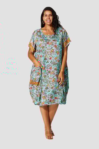 Abito midi - Bianco, rosso e blu