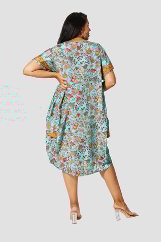 Abito midi - Bianco, rosso e blu