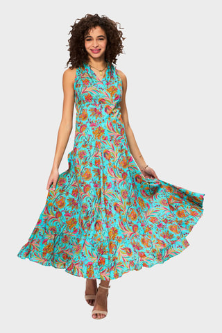 Abito lungo - Blu, verde e arancione