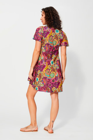 Abito a trapezio - Blu, giallo e viola