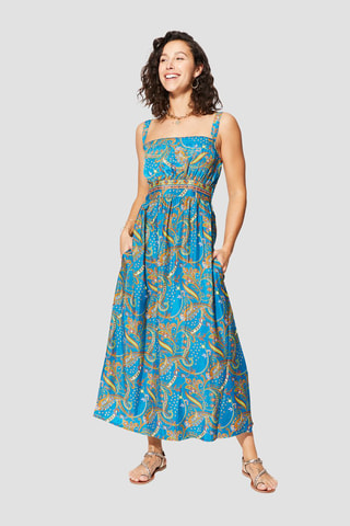 Abito lungo - Bianco, blu e giallo