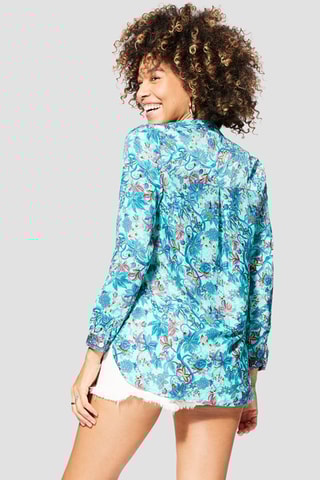 Top - Bianco, blu e verde