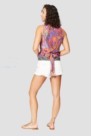 Top - Blu, giallo e arancione