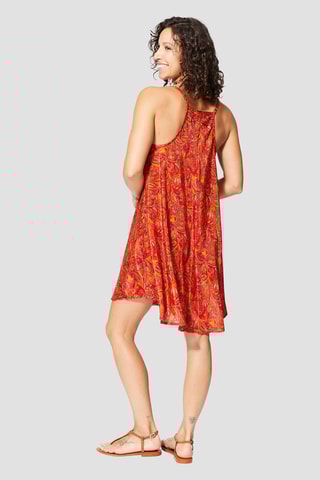 Abito a trapezio - Rosso, verde e arancione