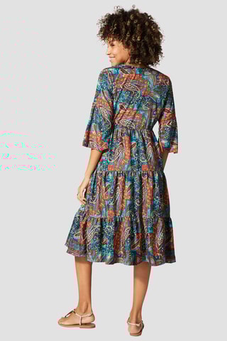 Abito midi - Bianco, rosso e blu