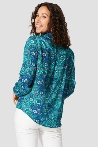 Blusa - Bianco, blu e verde