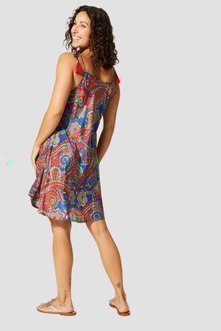 Abito a trapezio corto - Rosso, blu e verde