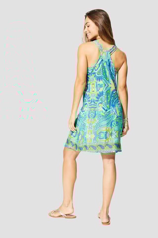 Abito corto - Blu, verde e giallo