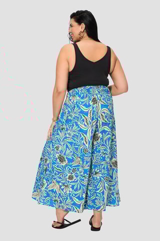 Pantaloni palazzo a vita alta - Beige e blu