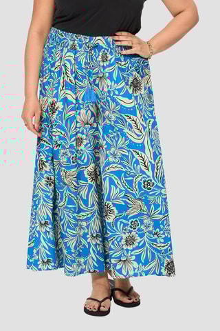 Pantaloni palazzo a vita alta - Beige e blu