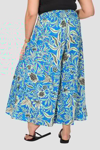 Pantaloni palazzo a vita alta - Beige e blu