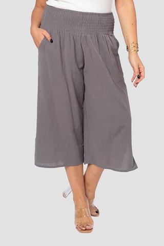 Pantaloni capri in lino - Grigio
