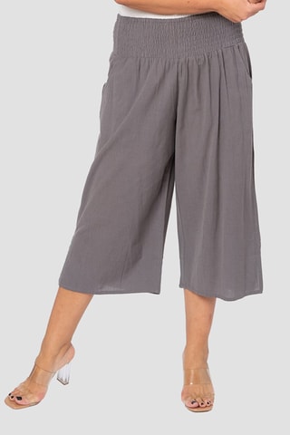 Pantaloni capri in lino - Grigio