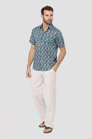 Camicia - Turchese, bordeaux e blu