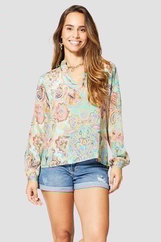 Blusa - Blu e grigio