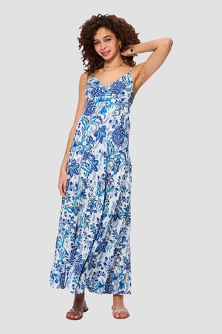 Abito lungo - Bianco, blu e grigio