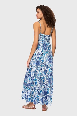 Abito lungo - Bianco, blu e grigio