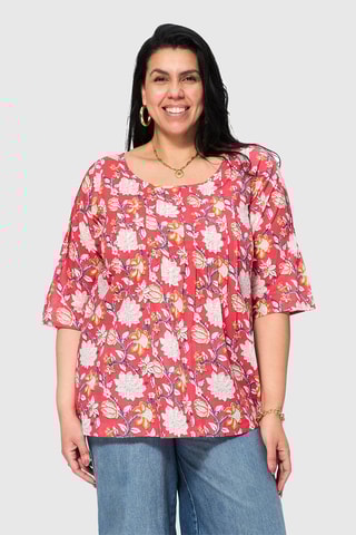 Blusa - Bianco, blu e marrone