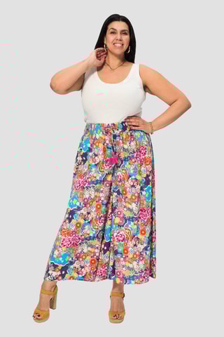 Pantaloni casual a vita alta - Viola