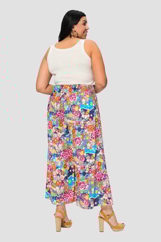 Pantaloni casual a vita alta - Viola