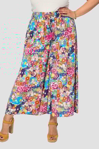 Pantaloni casual a vita alta - Viola