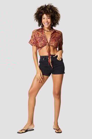 Top - Beige, rosso e giallo