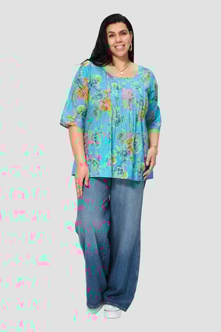 Blusa - Blu, verde e arancione