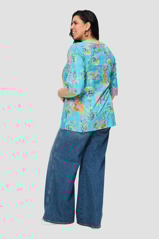 Blusa - Blu, verde e arancione