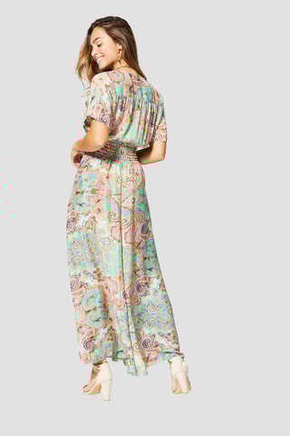 Abito lungo - Verde, beige e blu