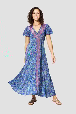 Abito lungo - Bianco, blu e rosa