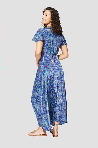 Abito lungo - Bianco, blu e rosa