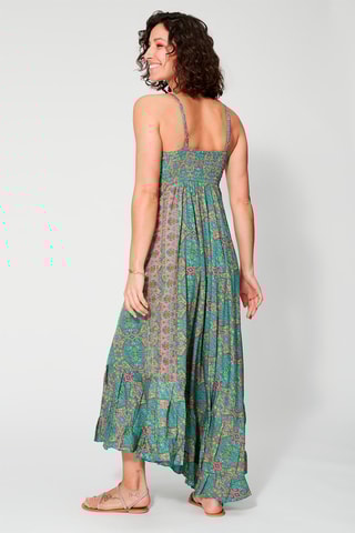 Abito midi - Blu, verde e arancione