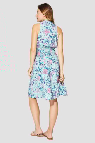 Abito a trapezio - Bianco, verde e rosa