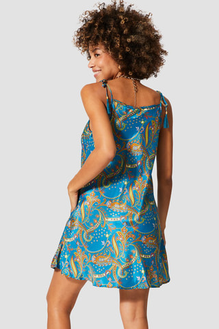 Abito corto - Blu, verde e arancione