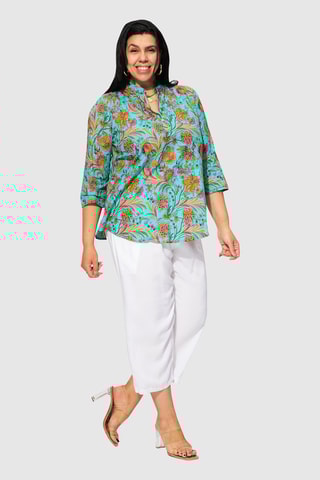 Blusa - Verde, arancione e rosa