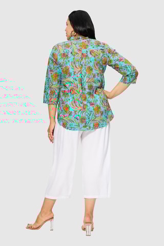 Blusa - Verde, arancione e rosa