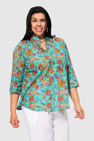 Blusa - Verde, arancione e rosa