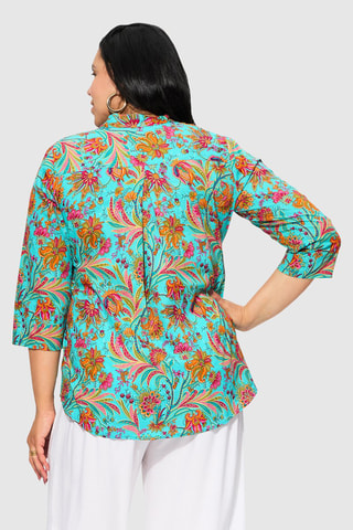 Blusa - Verde, arancione e rosa