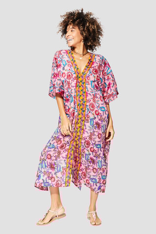 Caftano - Blu, giallo e rosa