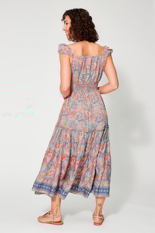 Abito lungo - Beige, blu e rosa