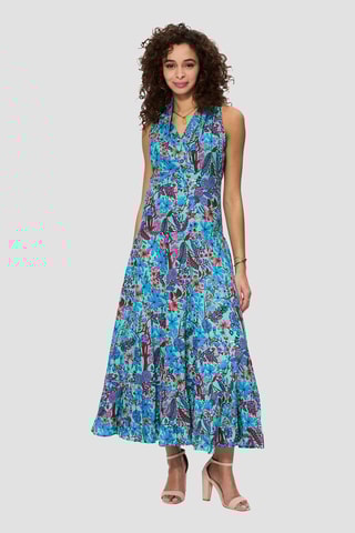 Abito lungo - Blu, verde e rosa
