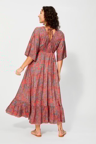 Abito lungo - Beige, rosso e blu