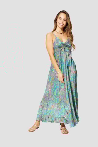 Abito lungo - Blu, verde e giallo