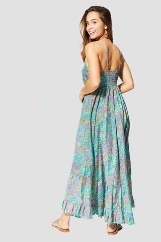 Abito lungo - Blu, verde e giallo