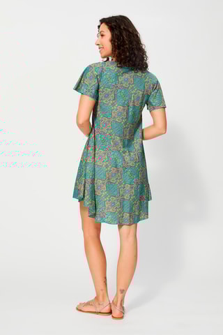 Abito a trapezio - Blu, verde e giallo