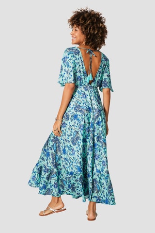 Abito lungo - Bianco, blu e verde