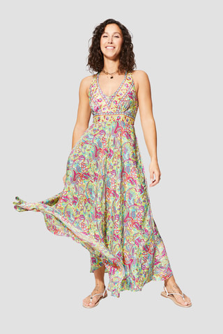 Abito lungo - Blu, verde e giallo